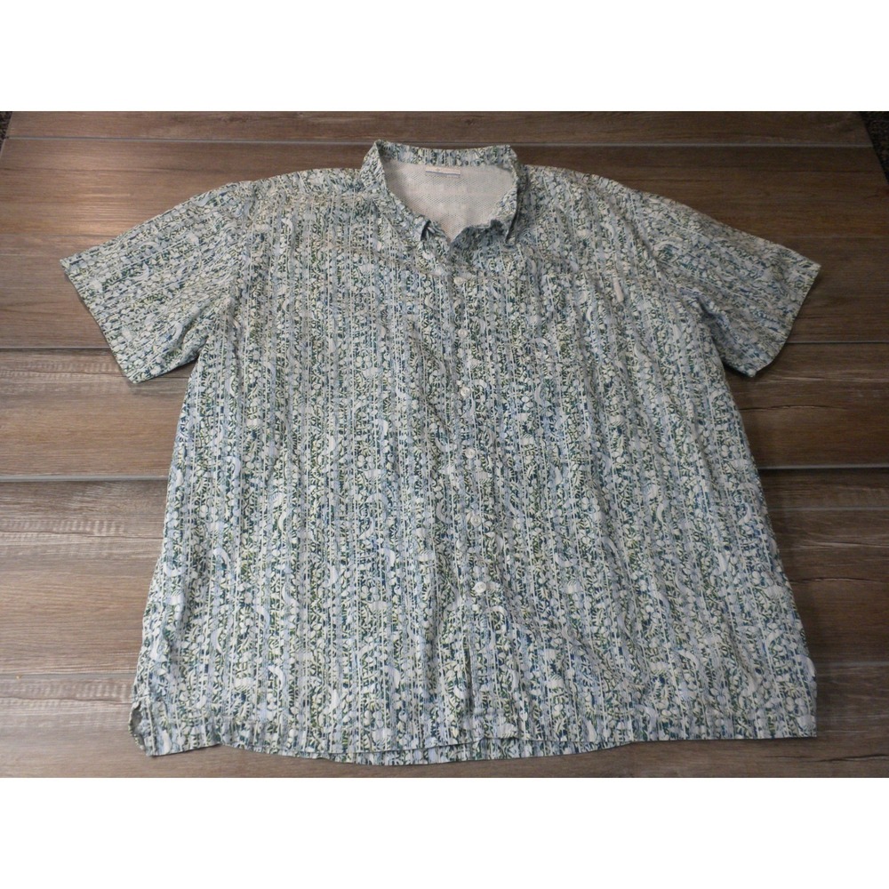 Columbia PFG Shirt XXL Trollers Best Blue Green Tropical Floral Fishing Vented